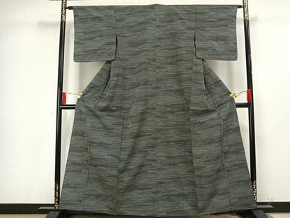 平和屋着物▽白鷹お召　単衣　霞文　正絹　逸品　AAAV2581fy