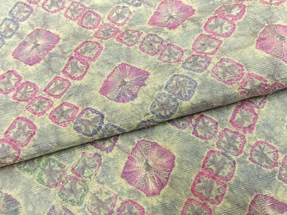平和屋着物▽上質な紬 単衣 絞り 菱花文 正絹 逸品 AAAV2582fy