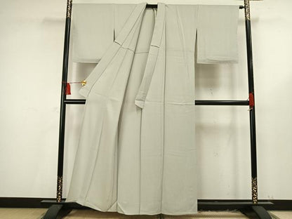 平和屋着物▽上質な色無地 単衣 縞地紋 白花色 正絹 逸品 未使用 AAAV2583fy