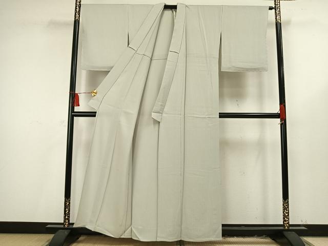 平和屋着物▽上質な色無地 単衣 縞地紋 白花色 正絹 逸品 未使用 AAAV2583fy