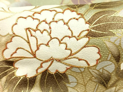 平和屋着物▽訪問着 単衣 駒刺繍 草花文 暈し染め 金彩 正絹 逸品 AAAV2586fy