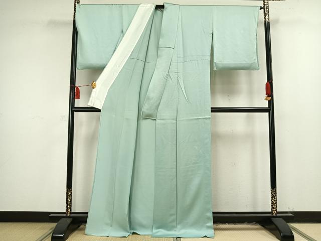 平和屋着物▽上質な色無地 単衣 白藍色 正絹 逸品 AAAV2587fy