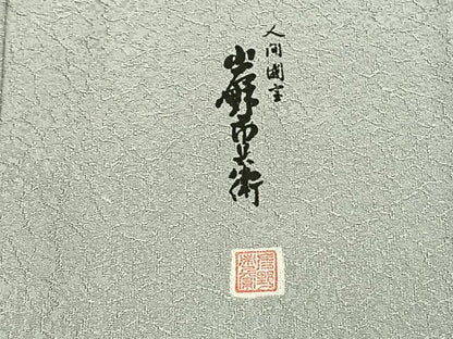 平和屋着物▽人間国宝　岩野市兵衛　色無地　単衣　薄雲鼠色　正絹　逸品　未使用　AABB6650fy