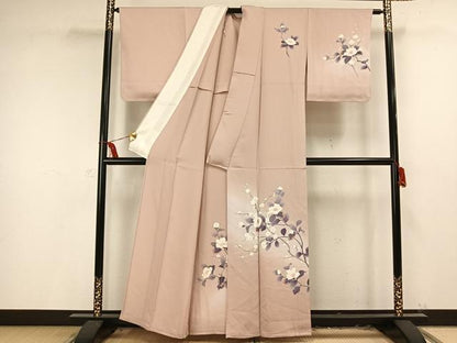 平和屋着物▽訪問着 単衣 友禅 枝花文 正絹 逸品 未使用 AAAV2591fy