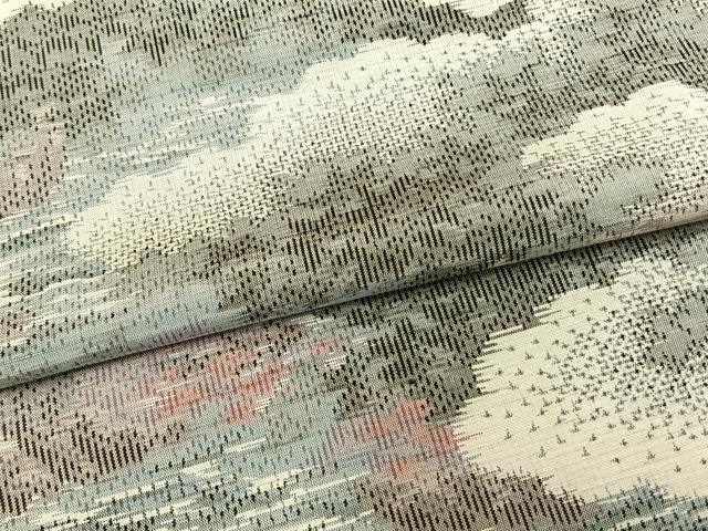 平和屋着物▽上質な紬 単衣 雲取り風景文 正絹 逸品 AAAV2592fy