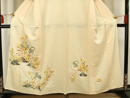 平和屋着物▽訪問着　単衣　友禅　鴛鴦文　正絹　逸品　AAAV2593fy