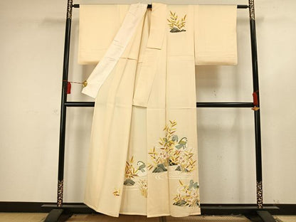 平和屋着物▽訪問着　単衣　友禅　鴛鴦文　正絹　逸品　AAAV2593fy