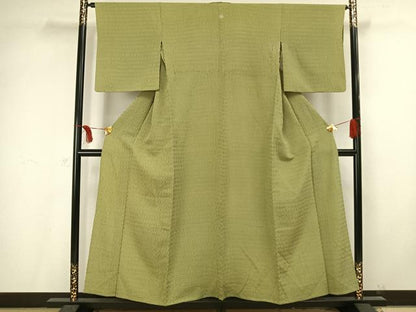 平和屋着物▽上質な色無地 単衣 苗色 正絹 逸品 AAAV2594fy