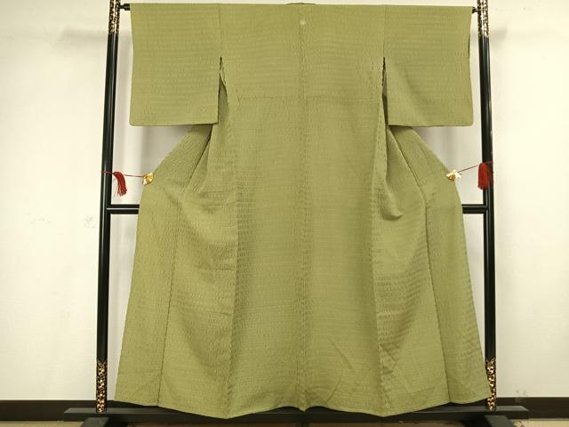 平和屋着物▽上質な色無地 単衣 苗色 正絹 逸品 AAAV2594fy