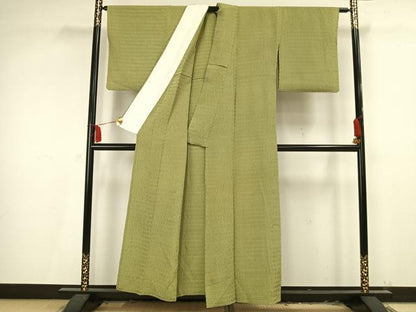 平和屋着物▽上質な色無地 単衣 苗色 正絹 逸品 AAAV2594fy