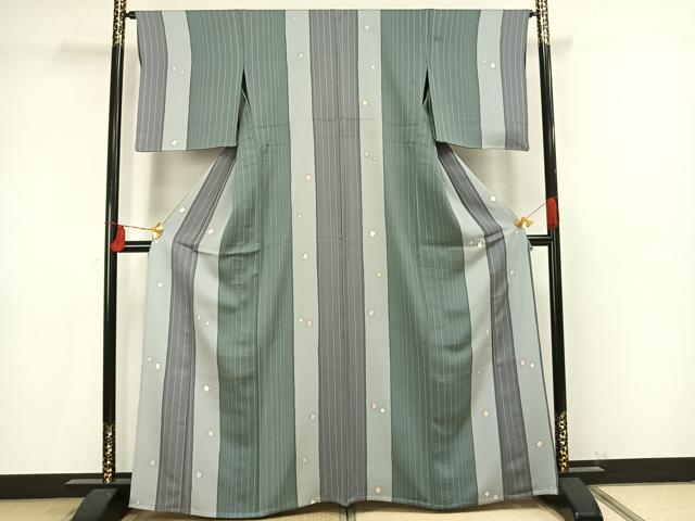 平和屋着物▽上質な小紋 単衣 色紙散らし文 正絹 逸品 AAAV2601fy