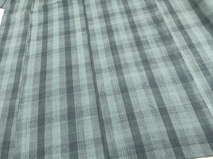 平和屋着物▽上質な紬 単衣 格子 正絹 逸品 未使用 AAAV2610fy
