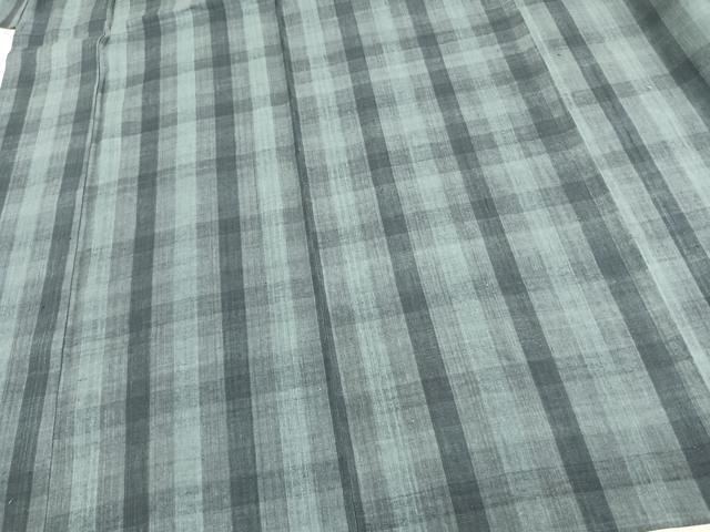 平和屋着物▽上質な紬 単衣 格子 正絹 逸品 未使用 AAAV2610fy