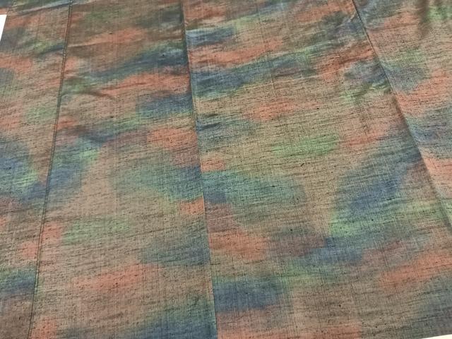 平和屋着物▽上質な紬 単衣 霞文 正絹 逸品 AAAV2612fy