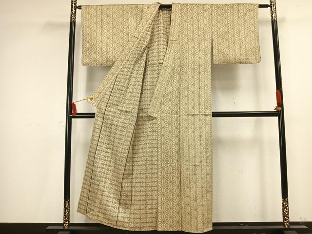 平和屋着物▽小紋 単衣 麻の葉文様 AAAV2616fy