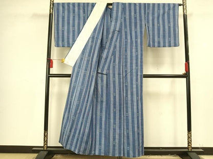 平和屋着物▽上質な紬 単衣 十字絣 正絹 逸品 AAAV2618fy