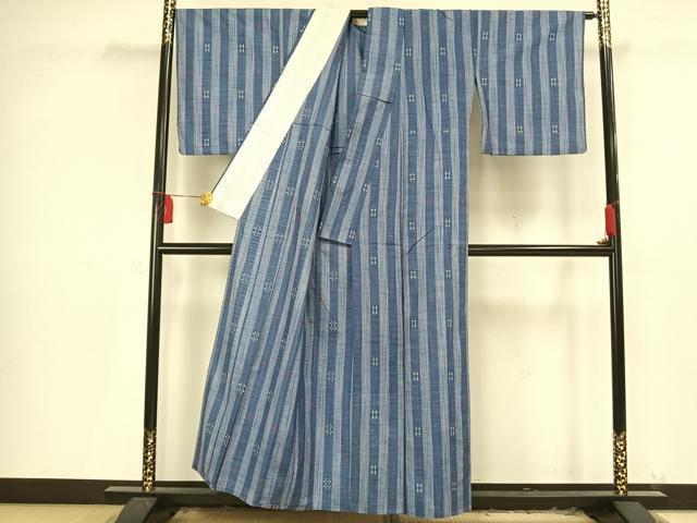 平和屋着物▽上質な紬 単衣 十字絣 正絹 逸品 AAAV2618fy