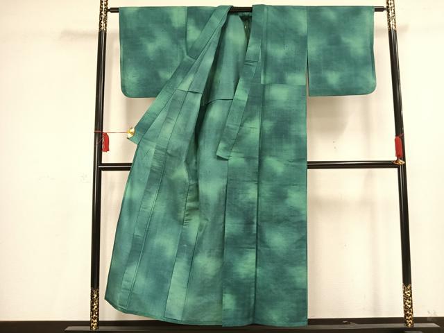 平和屋着物▽上質な紬 単衣 霞文 正絹 逸品 AAAV2620fy