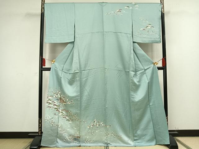 平和屋着物▽訪問着 単衣 友禅 風景草花文 正絹 逸品 AAAV2626fy