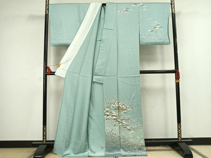 平和屋着物▽訪問着 単衣 友禅 風景草花文 正絹 逸品 AAAV2626fy