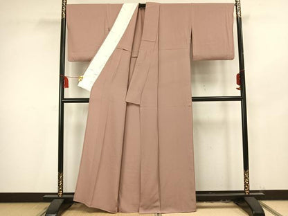 平和屋着物▽上質な色無地 単衣 鴇浅葱色 正絹 逸品 AAAV2628fy