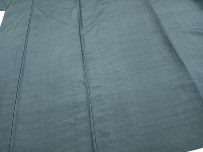 平和屋着物▽上質な紬 単衣 色無地 鉄御納戸色 正絹 逸品 AAAV2629fy