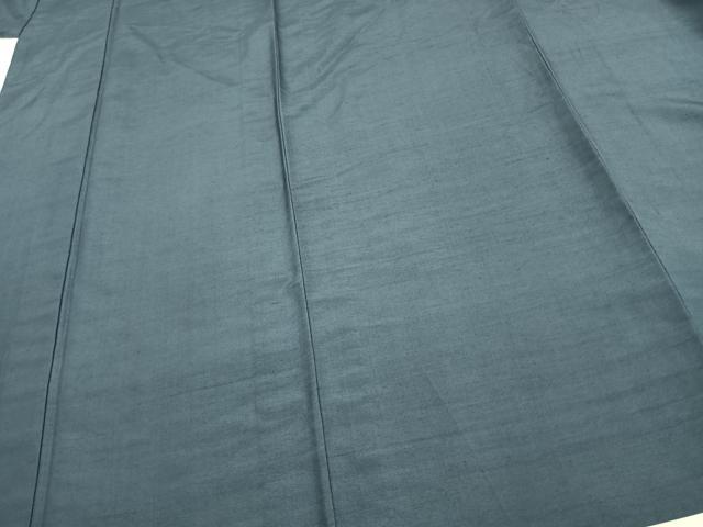 平和屋着物▽上質な紬 単衣 色無地 鉄御納戸色 正絹 逸品 AAAV2629fy
