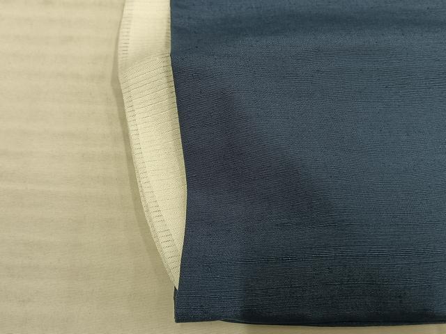 平和屋着物▽上質な紬 単衣 色無地 鉄御納戸色 正絹 逸品 AAAV2629fy