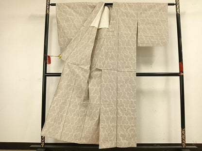 平和屋着物▽上質な紬 単衣 毘沙門亀甲 正絹 逸品 未使用 AAAV2631fy