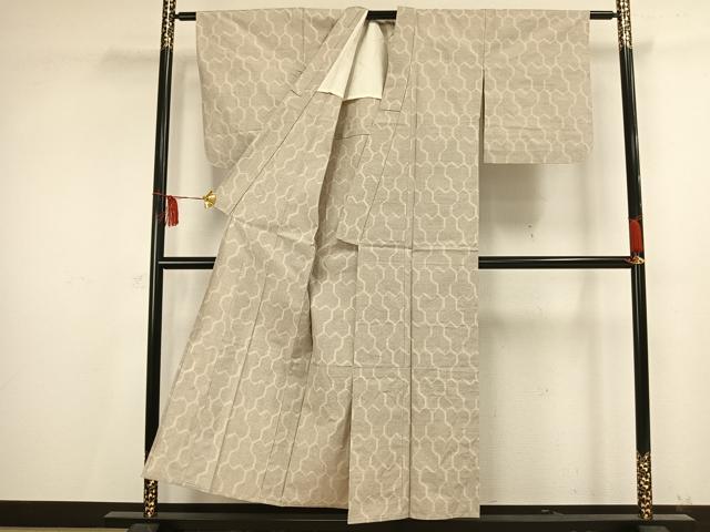 平和屋着物▽上質な紬 単衣 毘沙門亀甲 正絹 逸品 未使用 AAAV2631fy