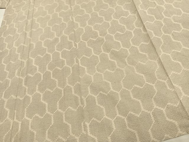 平和屋着物▽上質な紬 単衣 毘沙門亀甲 正絹 逸品 未使用 AAAV2631fy
