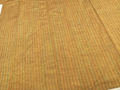 平和屋着物▽上質な紬 単衣 縞 正絹 逸品 AAAV2632fy