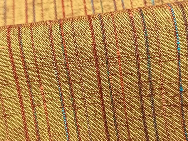平和屋着物▽上質な紬 単衣 縞 正絹 逸品 AAAV2632fy