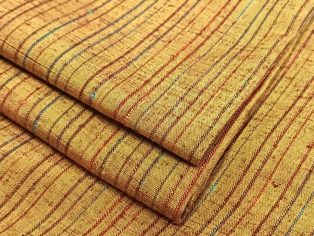 平和屋着物▽上質な紬 単衣 縞 正絹 逸品 AAAV2632fy