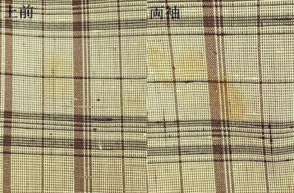 平和屋着物▽上質な紬 単衣 格子 正絹 逸品 AAAV2633fy