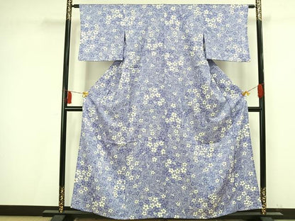 平和屋着物▽上質な小紋 単衣 枝花文 正絹 逸品 AAAV2635fy
