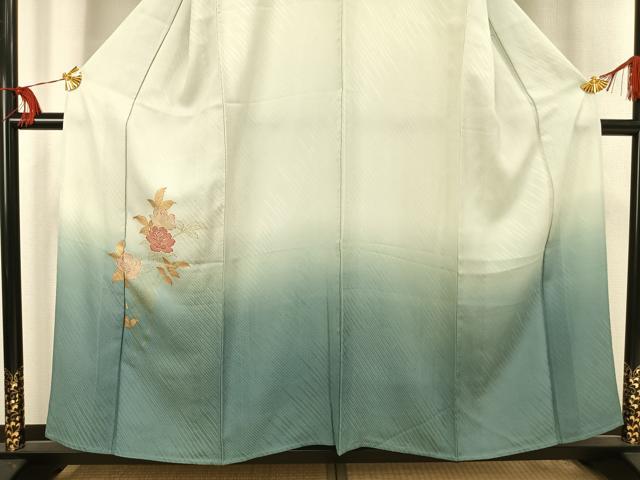 平和屋着物▽訪問着 単衣 友禅 草花文 金糸 金彩 正絹 逸品 AAAV2637fy
