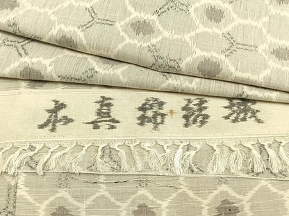 平和屋着物▽本真綿結城紬 単衣 亀甲文 反端付き 正絹 逸品 AAAV2639fy