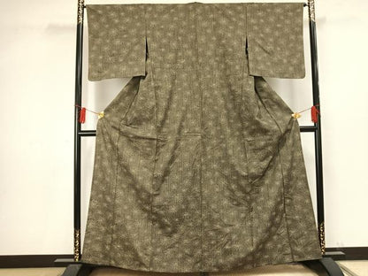 平和屋着物▽上質な紬 単衣 舞花文 正絹 逸品 AAAV2644fy