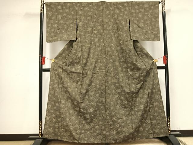 平和屋着物▽上質な紬 単衣 舞花文 正絹 逸品 AAAV2644fy