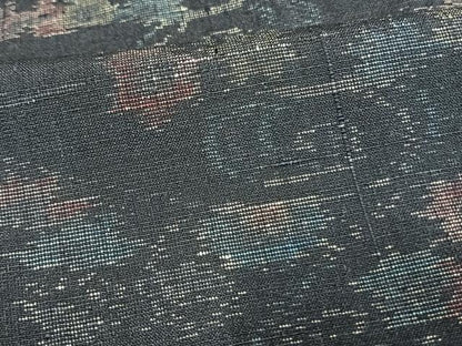 平和屋着物▽上質な紬　単衣　流水草花文　正絹　逸品　AAAV2645fy