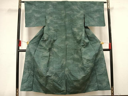 平和屋着物▽上質な紬 単衣 霞文 正絹 逸品 AAAV2647fy