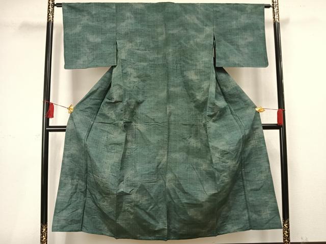 平和屋着物▽上質な紬 単衣 霞文 正絹 逸品 AAAV2647fy