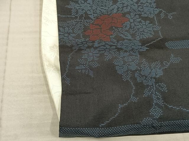 平和屋着物▽本場大島紬　単衣　9マルキ　草花文　正絹　逸品　AAAV2648fy