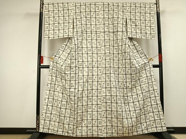 平和屋着物▽上質な紬 単衣 琉球絣 正絹 逸品 AAAV2649fy