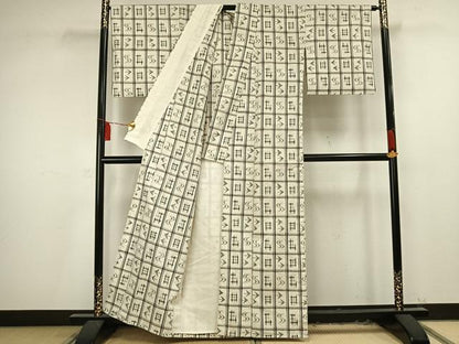 平和屋着物▽上質な紬 単衣 琉球絣 正絹 逸品 AAAV2649fy