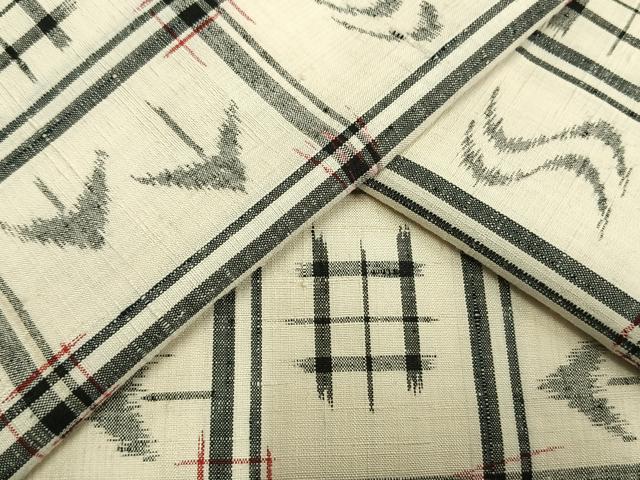 平和屋着物▽上質な紬 単衣 琉球絣 正絹 逸品 AAAV2649fy