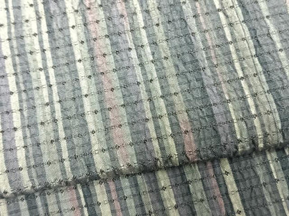 平和屋着物▽お召 単衣 縞 正絹 逸品 AAAV2650fy
