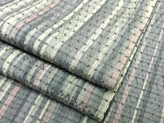 平和屋着物▽お召 単衣 縞 正絹 逸品 AAAV2650fy