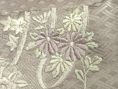平和屋着物▽訪問着 単衣 絞り 刺繍 流水草花文 正絹 逸品 AAAV2659fy